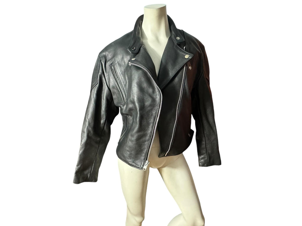 Vintage black leather motorcycle jacket 20 by Rose