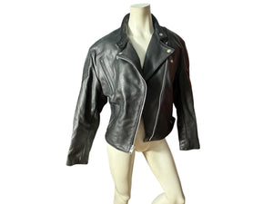 Vintage black leather motorcycle jacket 20 by Rose