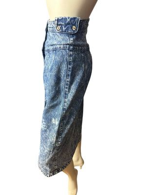 Vintage 80’s high waist stone washed jean skirt 6