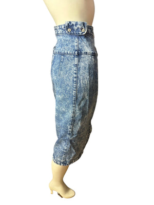 Vintage 80’s high waist stone washed jean skirt 6