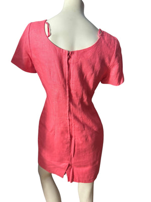 Vintage 80’s salmon linen seashell dress 10