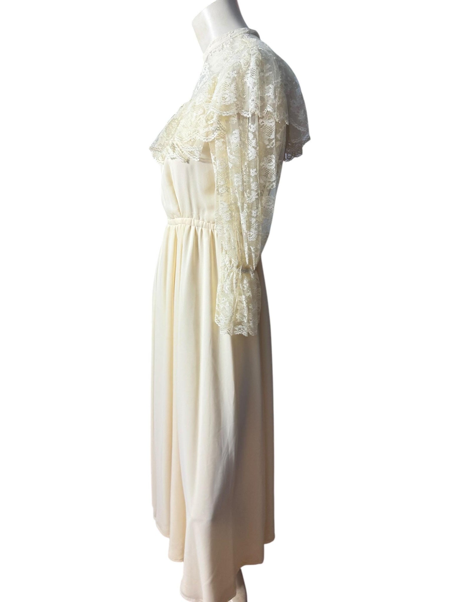 Vintage 70's prairie lace wedding dress S maxi