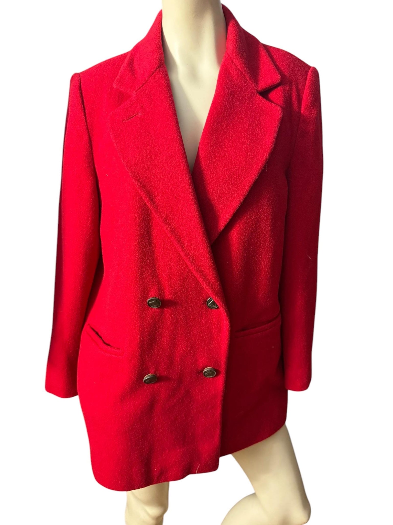 Vintage red wool blazer 10 horse buttons J.G. Hook