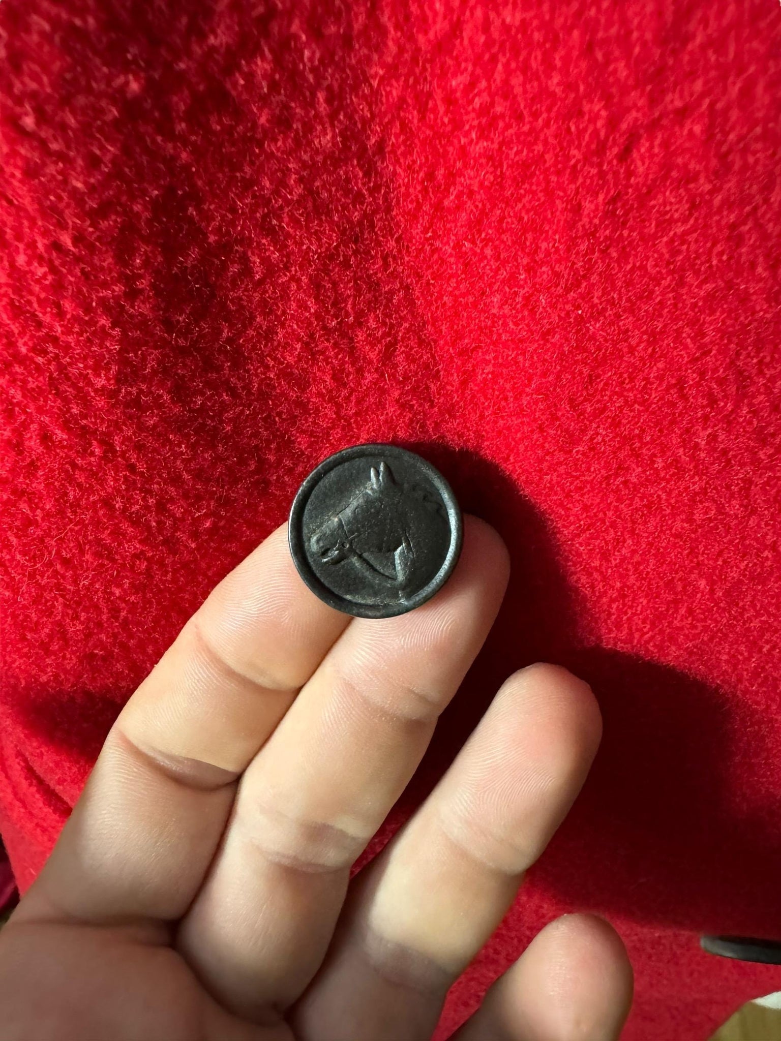 Vintage red wool blazer 10 horse buttons J.G. Hook