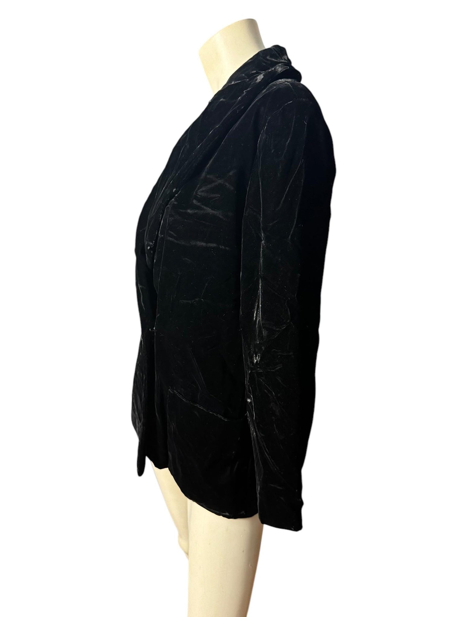 Vintage black crushed velvet jacket blazer 14 M L