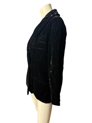 Vintage black crushed velvet jacket blazer 14 M L