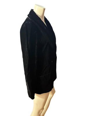 Vintage black crushed velvet jacket blazer 14 M L