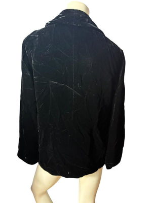 Vintage black crushed velvet jacket blazer 14 M L