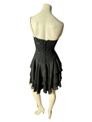 Vintage black 80's lace mini dress 4 S Late Edition