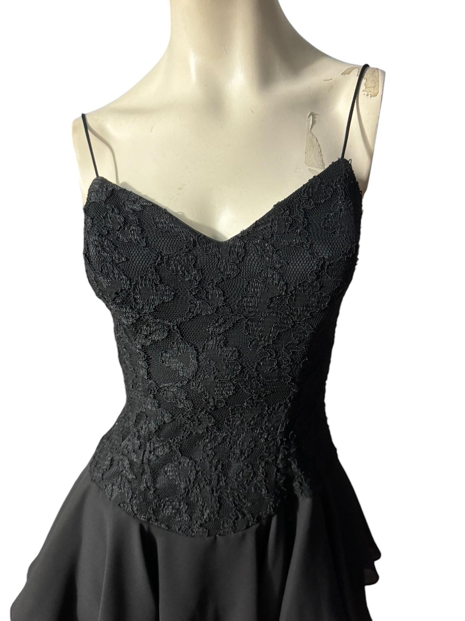 Vintage black 80's lace mini dress 4 S Late Edition