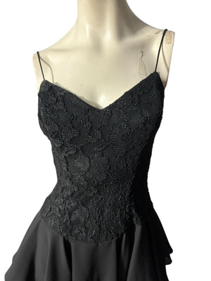 Vintage black 80's lace mini dress 4 S Late Edition