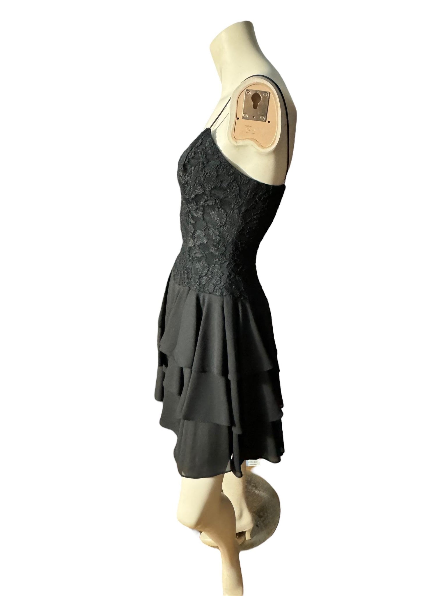 Vintage black 80's lace mini dress 4 S Late Edition
