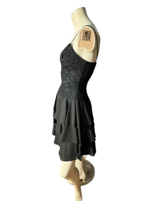 Vintage black 80's lace mini dress 4 S Late Edition