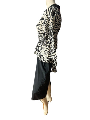 Vintage 80's zebra peplum dress M