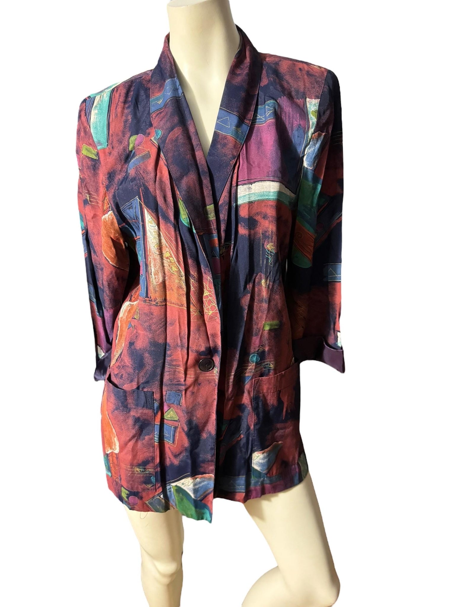 Vintage 80's rayon women's blazer M Kensington Square