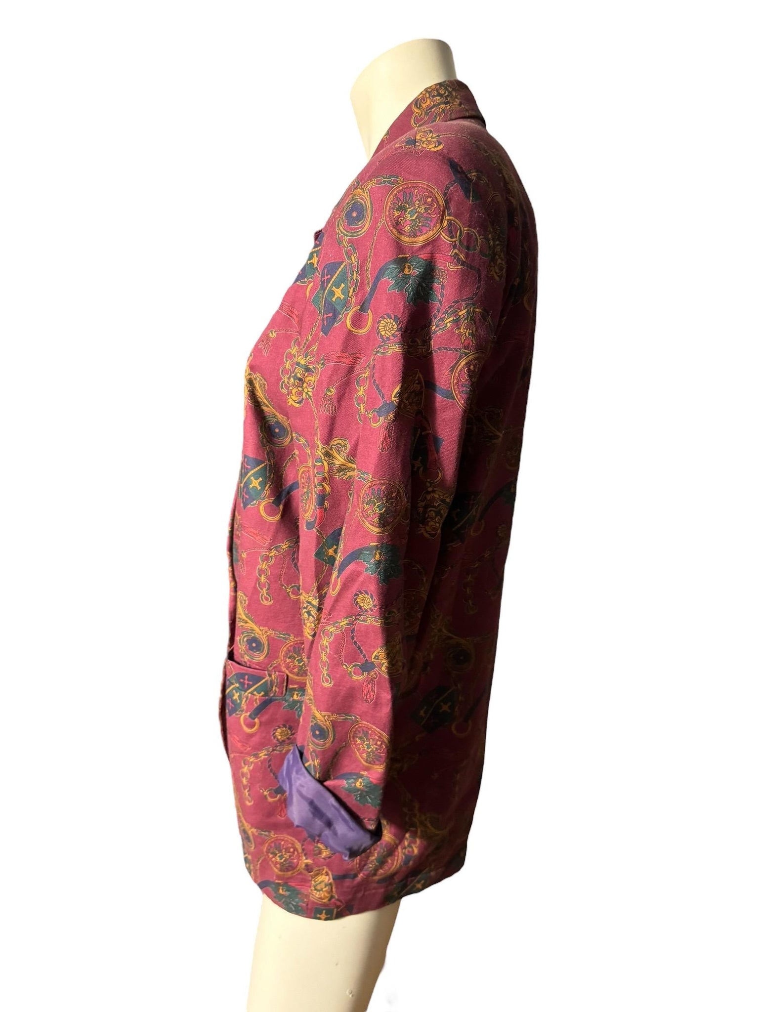 Vintage 80's cotton maroon blazer M Strawberry Patch
