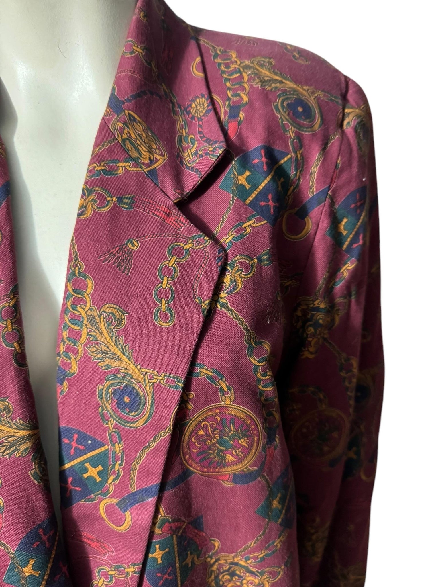 Vintage 80's cotton maroon blazer M Strawberry Patch