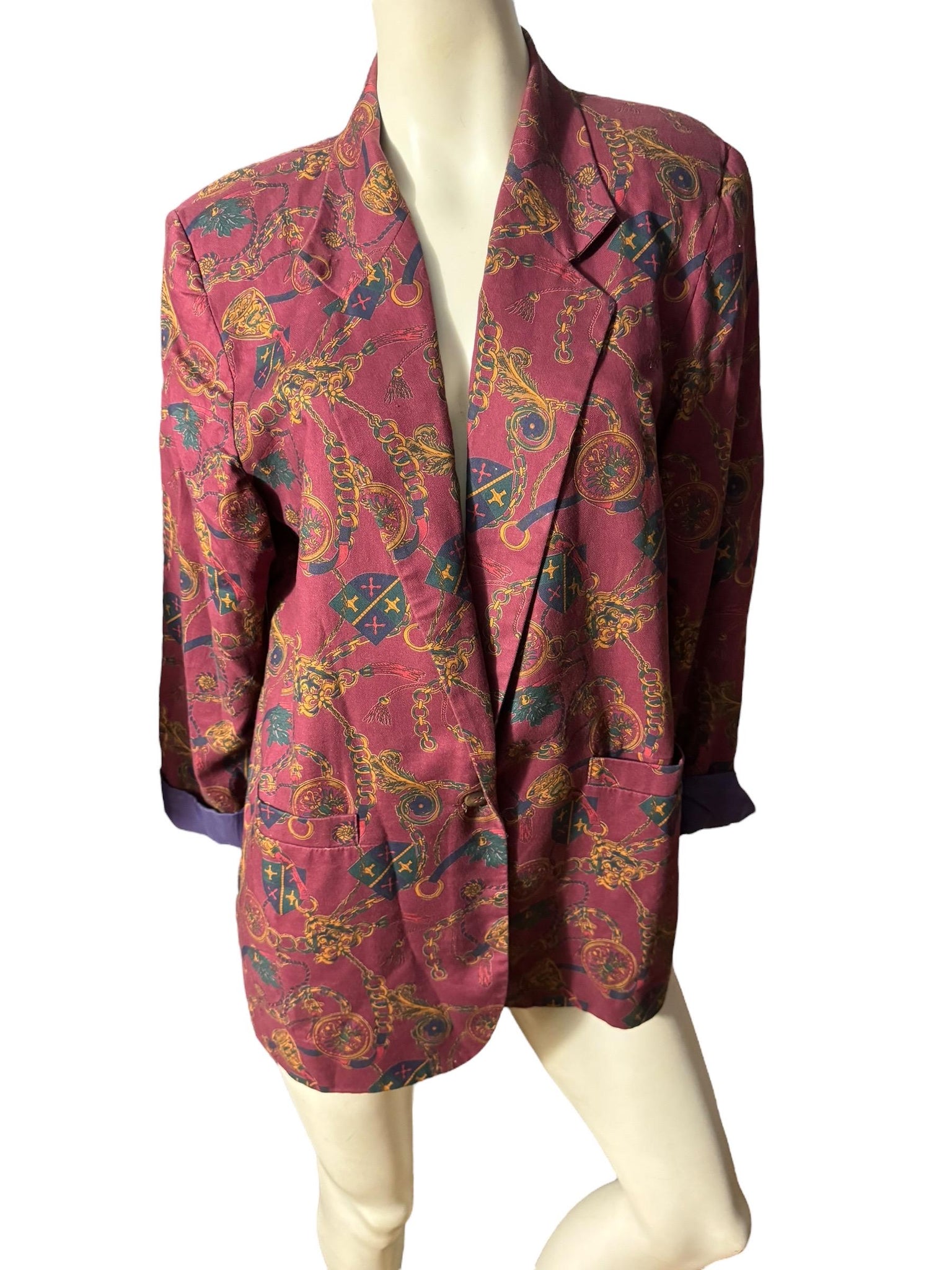 Vintage 80's cotton maroon blazer M Strawberry Patch