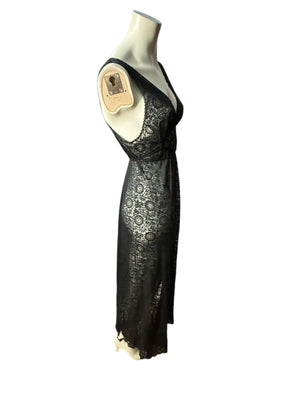 Vintage 60's sheer black nightgown 36 M Vassarette