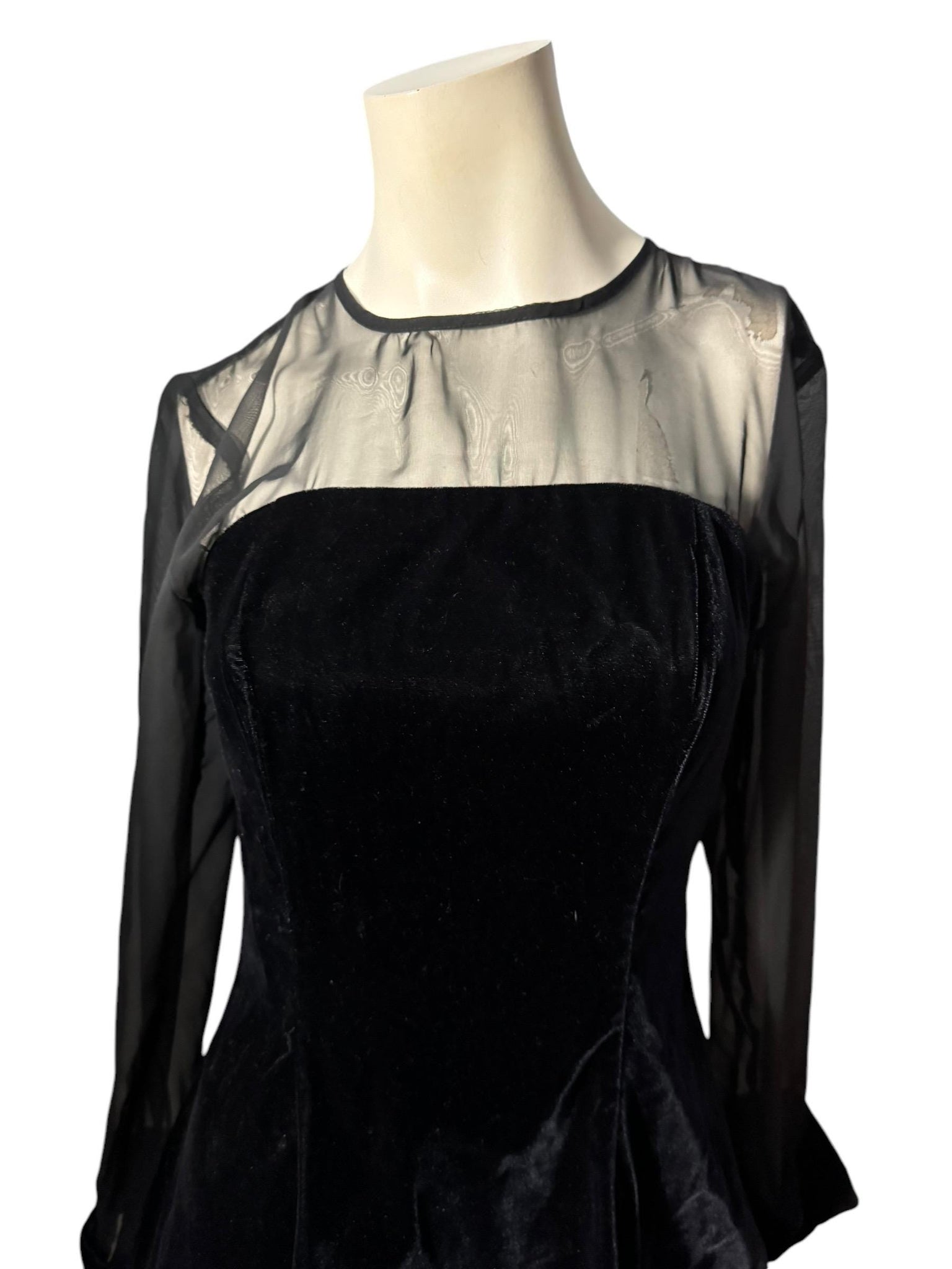 Vintage 80's black velvet party dress 8 Linda Bernell