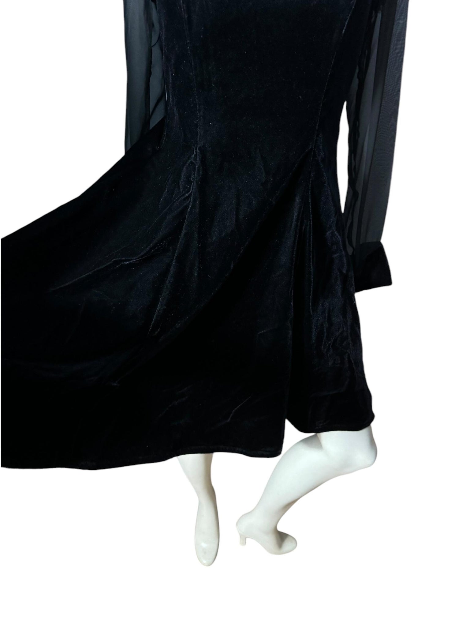 Vintage 80's black velvet party dress 8 Linda Bernell