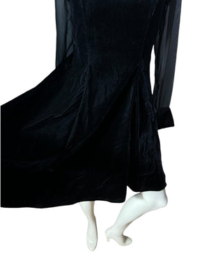 Vintage 80's black velvet party dress 8 Linda Bernell