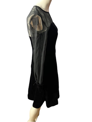 Vintage 80's black velvet party dress 8 Linda Bernell