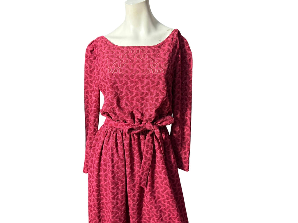 Vintage maroon 70's knit dress L