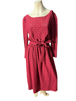 Vintage maroon 70's knit dress L