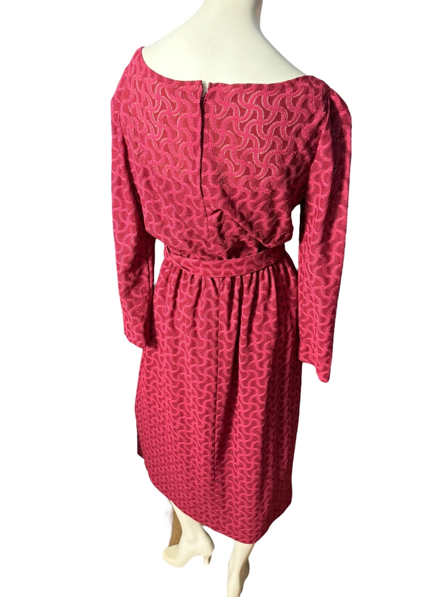 Vintage maroon 70's knit dress L