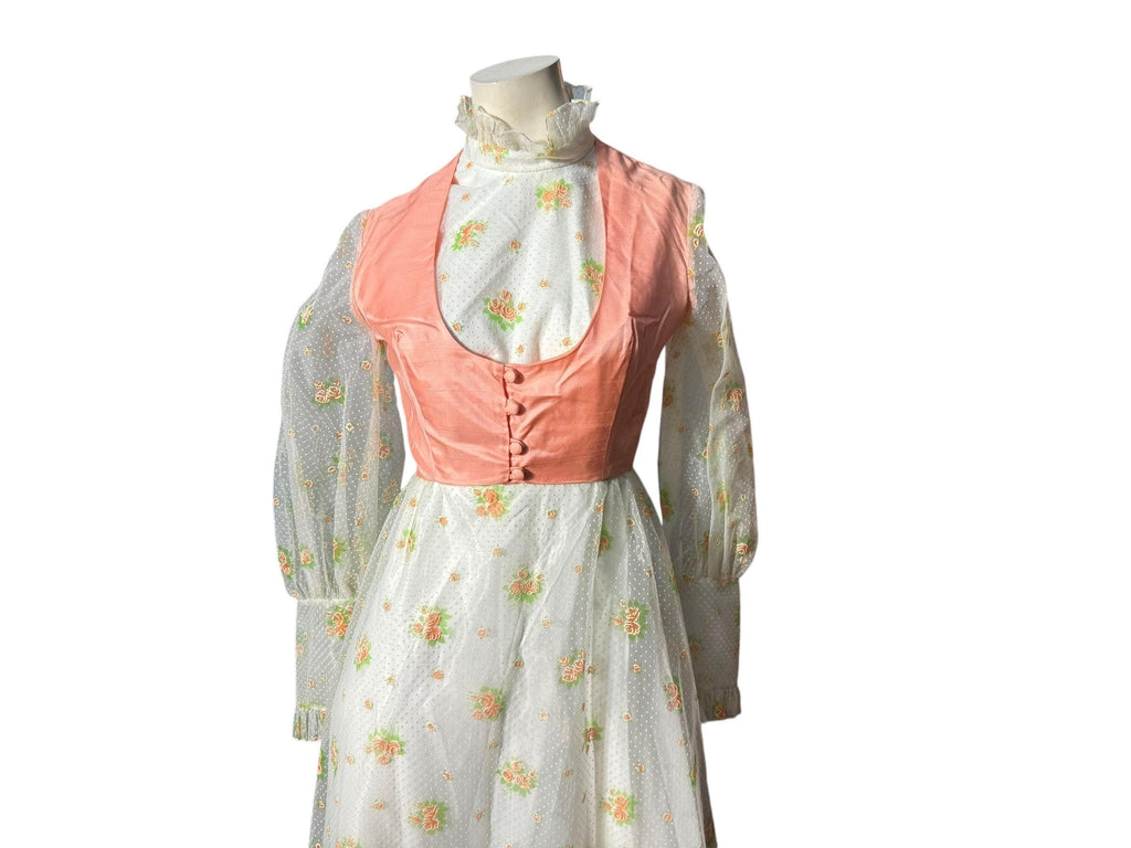 Vintage 70's prairie maxi dress M deadstock