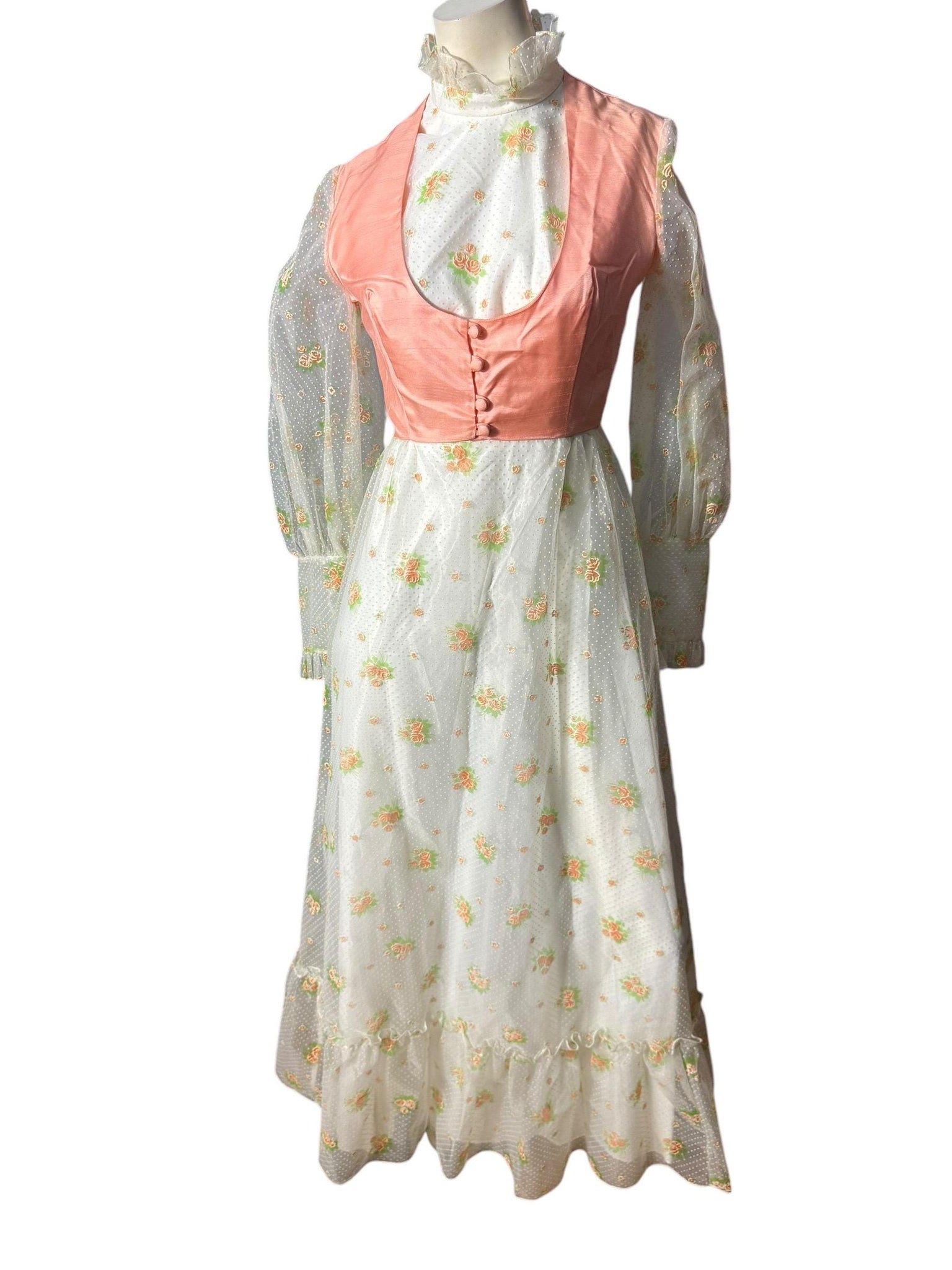 Vintage 70's prairie maxi dress M deadstock