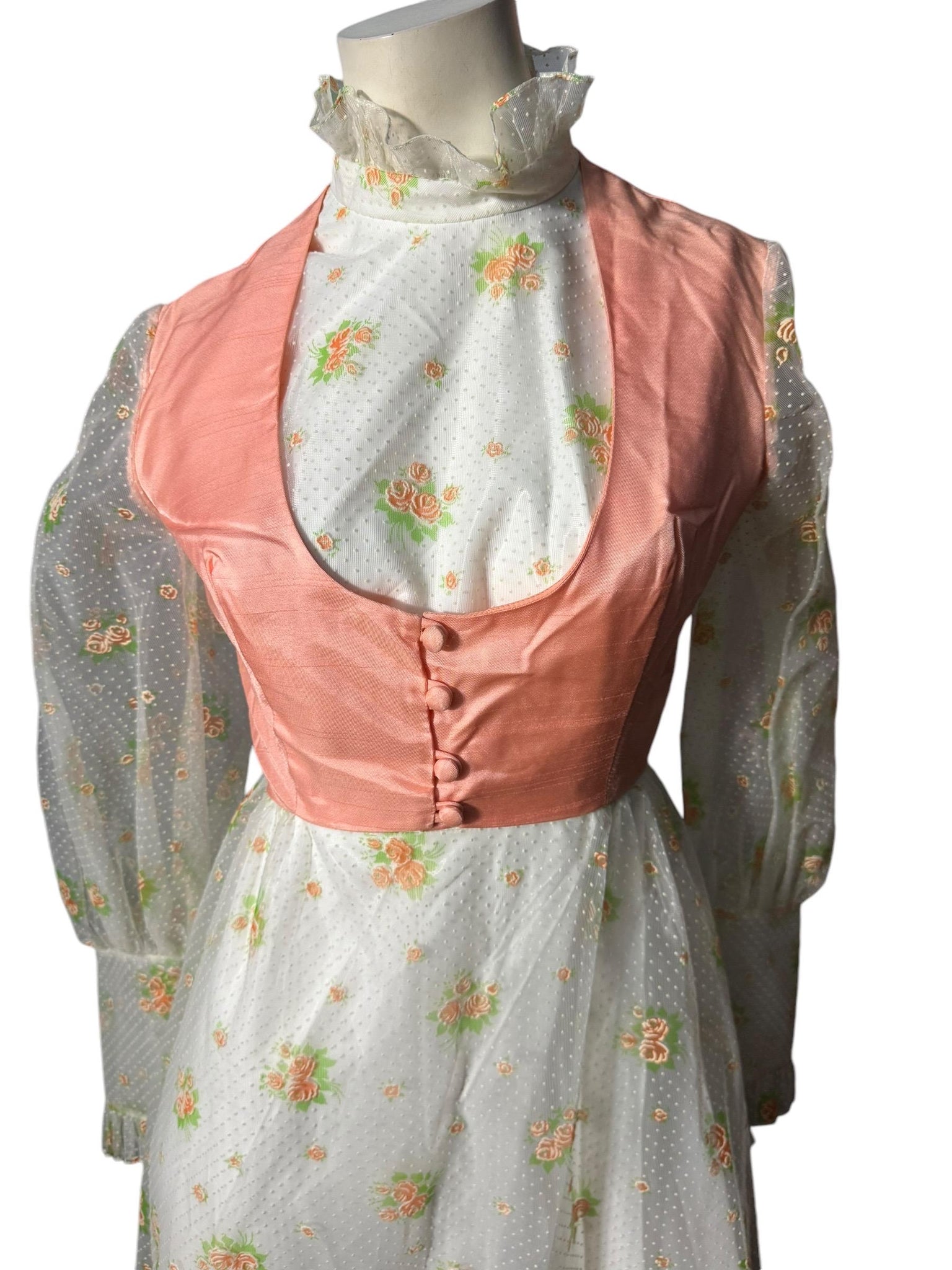 Vintage 70's prairie maxi dress M deadstock