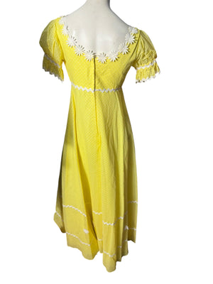 Vintage 70's yellow daisy maxi dress M