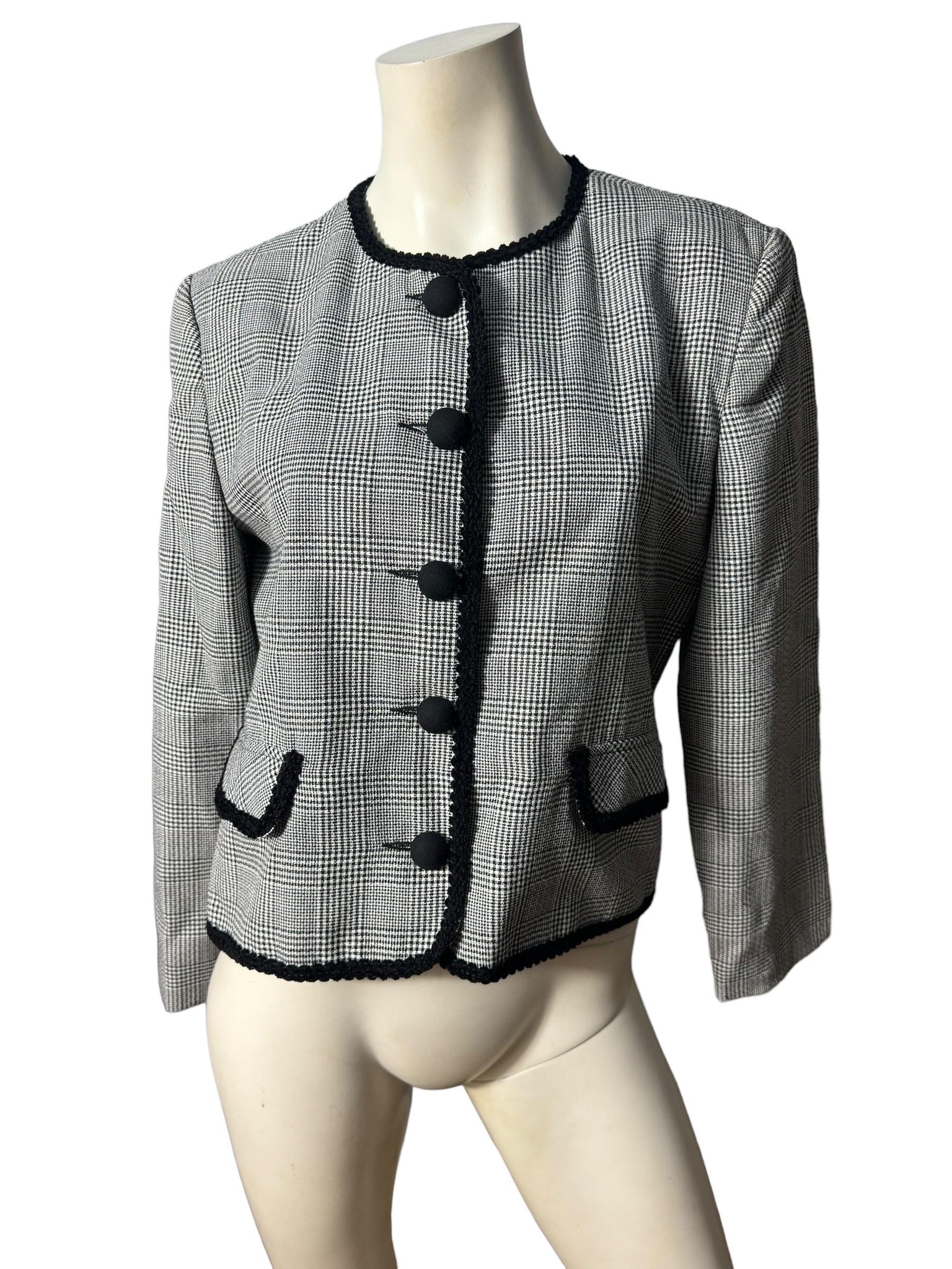 Vintage black & white plaid blazer 10