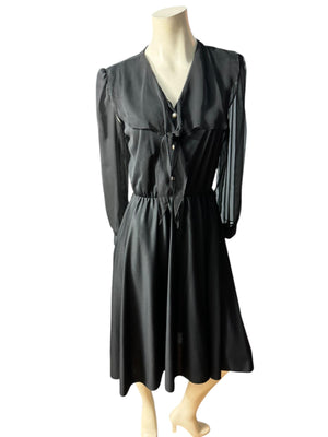 Vintage 70's black dress M L Whirl Away