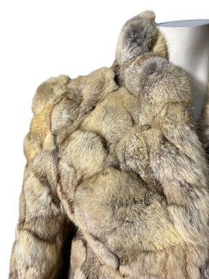 Vintage patchwork 70's rabbit fur jacket S