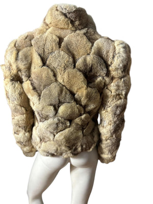 Vintage patchwork 70's rabbit fur jacket S