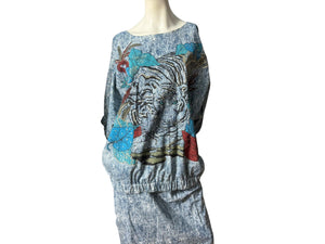 Vintage 80's Tiger skirt & top XL XXL Risa Ann