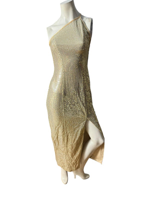 Vintage 80's gold metallic dress 3/4 S Blondie and Me