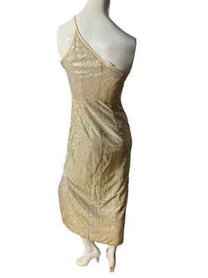 Vintage 80's gold metallic dress 3/4 S Blondie and Me