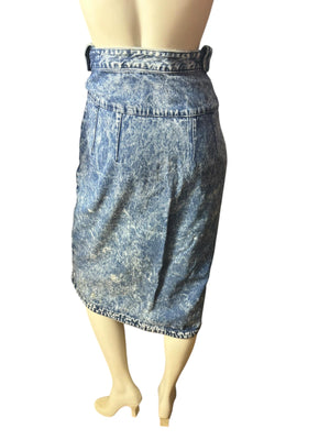 Vintage 80’s high waist stone washed jean skirt 6