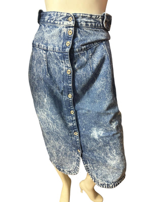Vintage 80’s high waist stone washed jean skirt 6