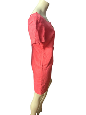Vintage 80’s salmon linen seashell dress 10
