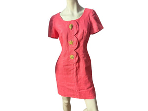 Vintage 80’s salmon linen seashell dress 10