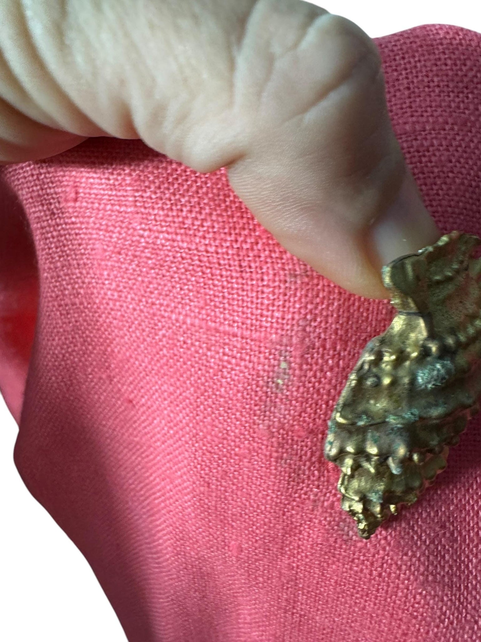 Vintage 80’s salmon linen seashell dress 10