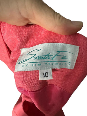 Vintage 80’s salmon linen seashell dress 10