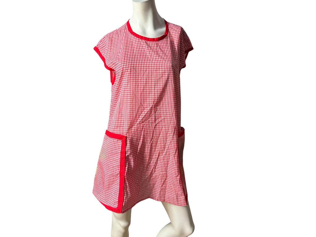 Vintage red & white check smock L