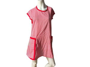Vintage red & white check smock L