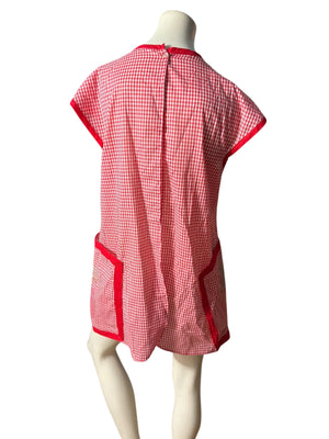 Vintage red & white check smock L